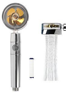 Лейка турбо вращение 360&deg; TURBOCHARGED SHOWER HEAD Водосберегающая насадка для душа c вентилятором 1665690234 фото